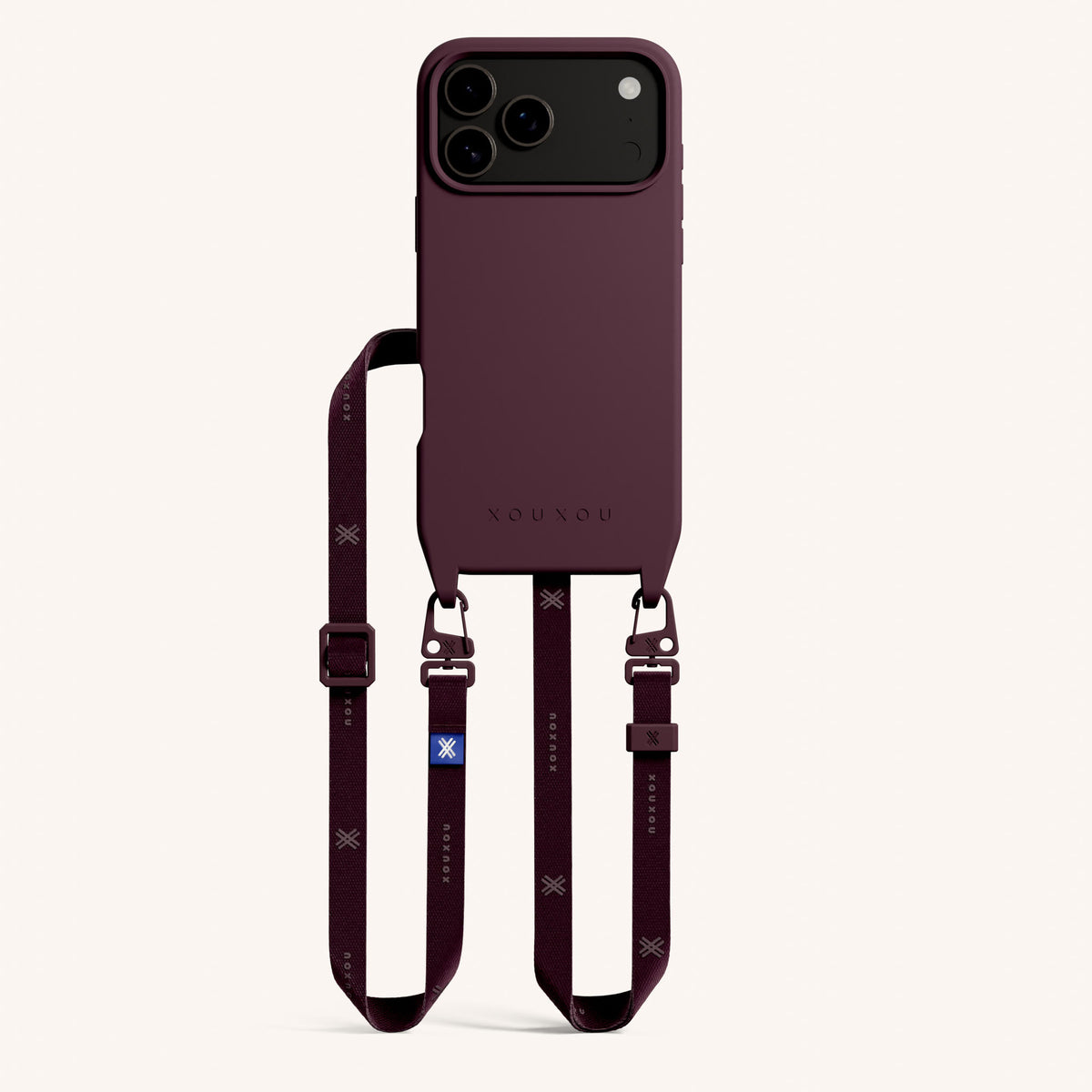 Phone Necklace with Slim Lanyard for iPhone 17 Pro with MagSafe in Burgundy Total View | XOUXOU #phone model_iphone 17 pro