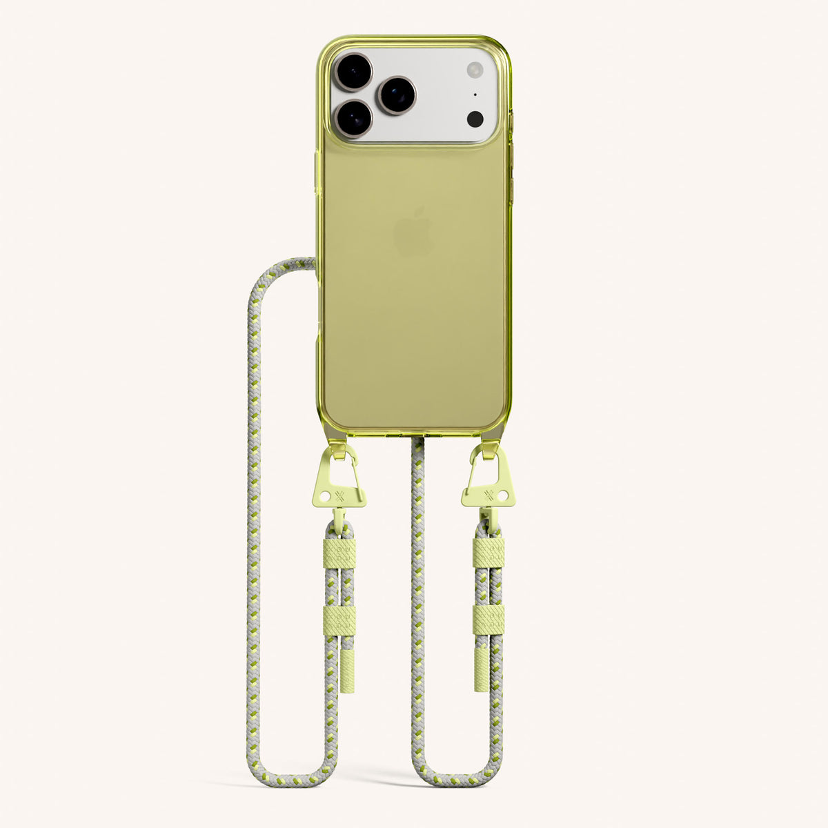Phone Necklace with Carabiner Rope for iPhone 17 Pro without MagSafe in Sunny Total View | XOUXOU #phone model_iphone 17 pro