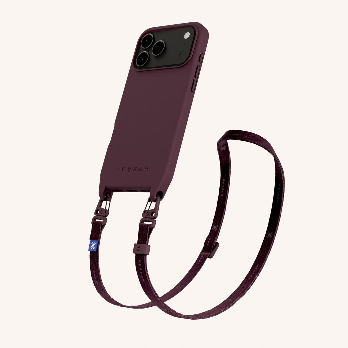 Phone Necklace with Slim Lanyard for iPhone 17 Pro with MagSafe in Burgundy Total View | XOUXOU #phone model_iphone 17 pro